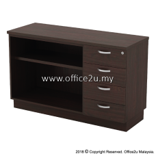 Q-YOP7124-WN COMBINATION LOW CABINET (OPEN SHELF + FIXED PEDESTAL 4D)